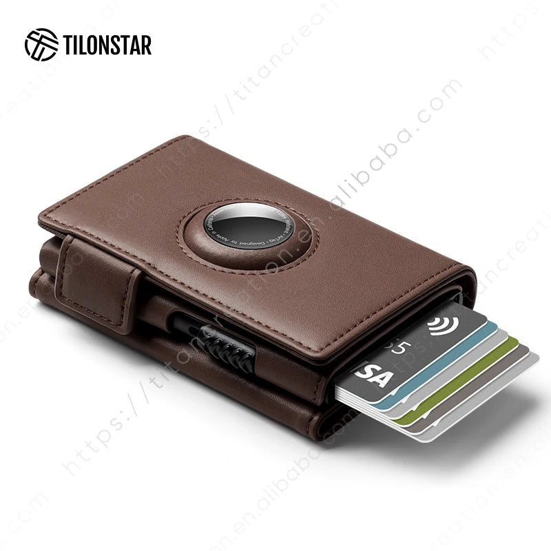 New Leather Aluminum Rfid Pop up Wallet Business Credit Card Holder