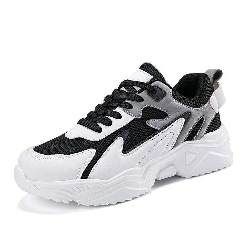 New White High Heels Sneakers Women's Chunky
