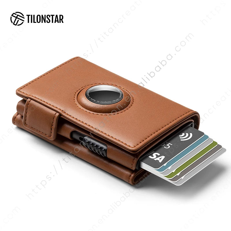 New Leather Aluminum Rfid Pop up Wallet Business Credit Card Holder