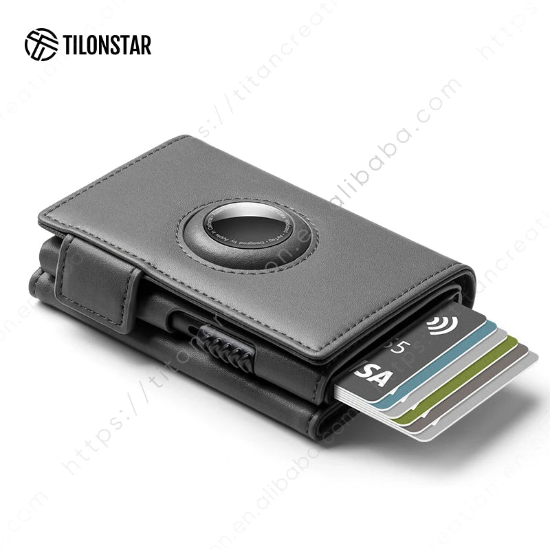 New Leather Aluminum Rfid Pop up Wallet Business Credit Card Holder