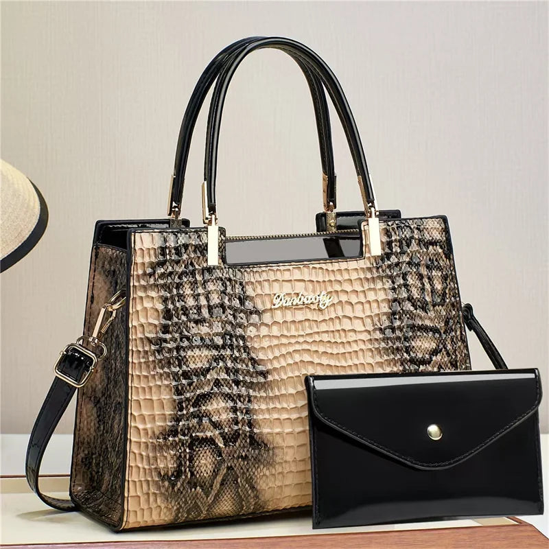 Retro Contrasting Print Handbags Ladies Bags Handbag