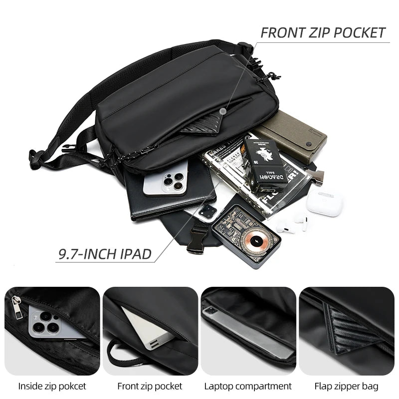 MOYYI Urban Style PVC Leather Crossbody Men's Shoulder