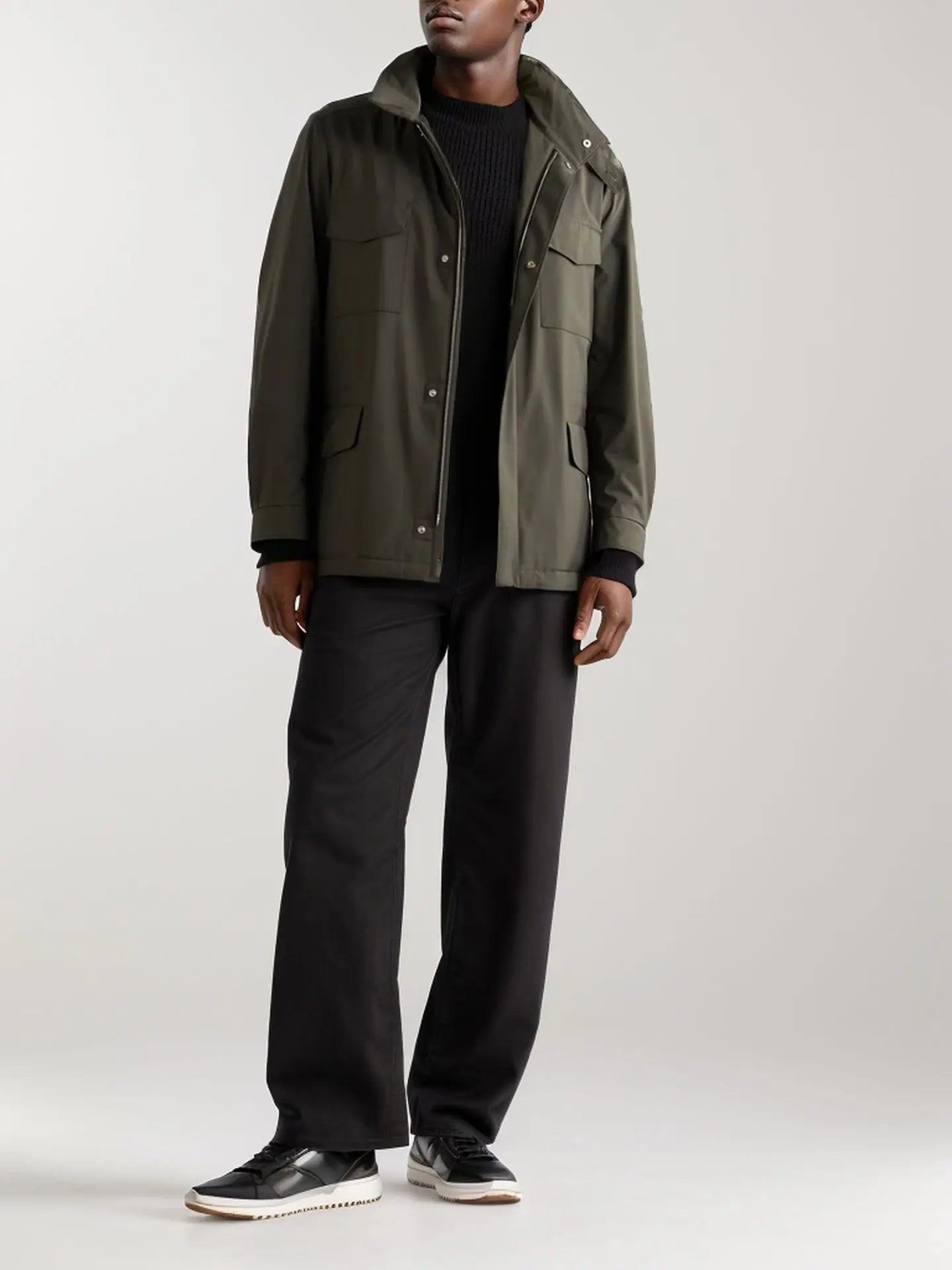 2025 Men's Spring Autumn Casual Jacket in Canvas Stand Collar Zipper Large
