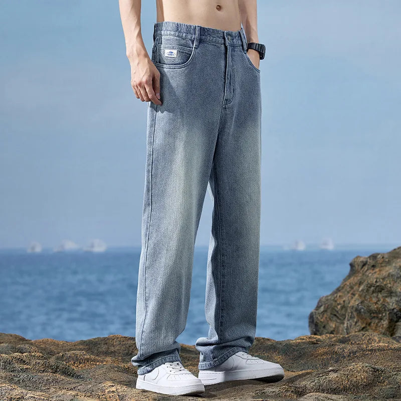 Retro Starry Sky Patterned Jeans for Men's Spring/summer 2024