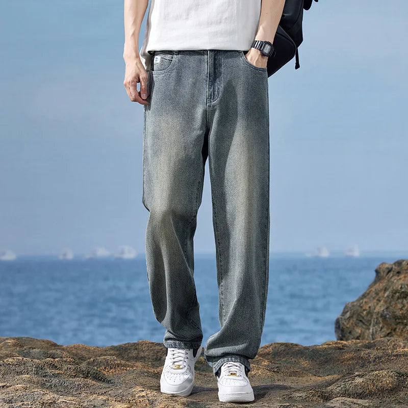 Retro Starry Sky Patterned Jeans for Men's Spring/summer 2024