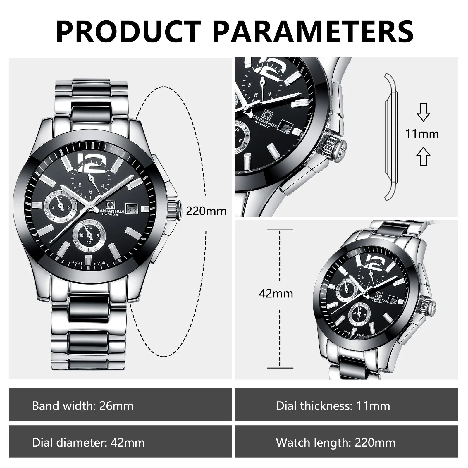 Automatic Mechanical Men's Watch Black Design Luxury