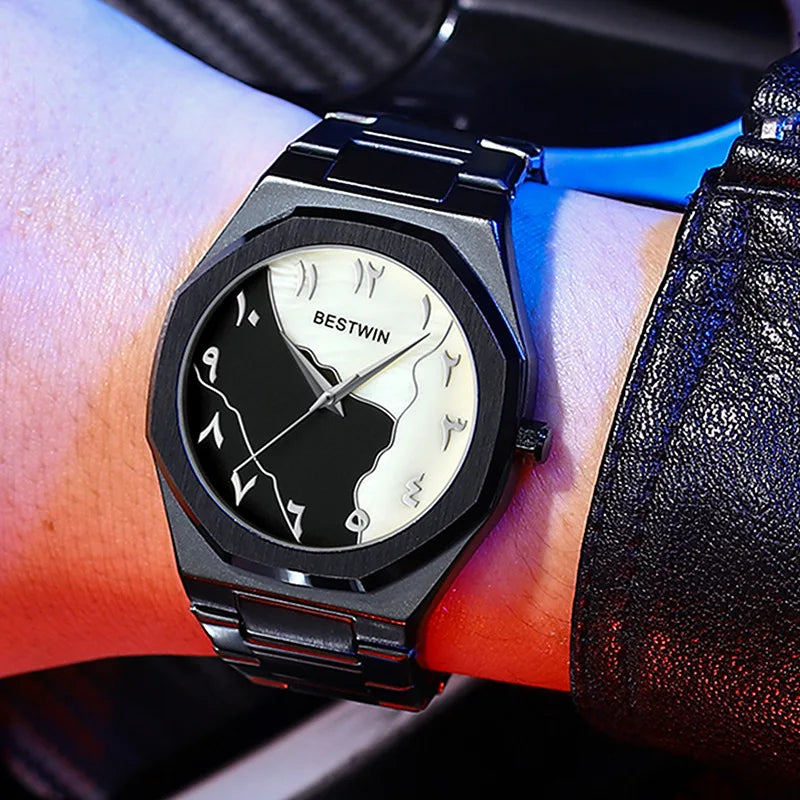 Luxury Men Watch with Arabic Dial Creative Gold Shell