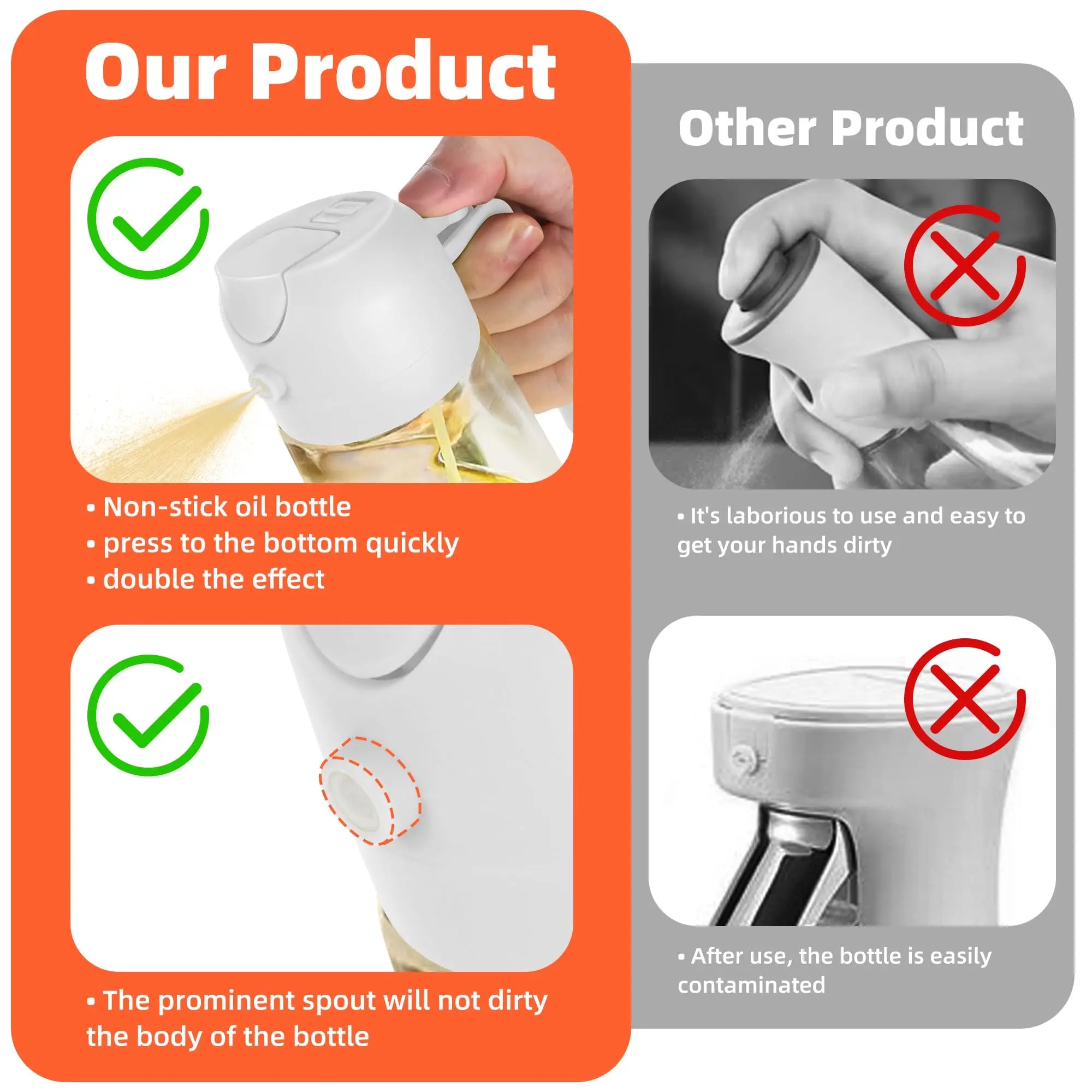 2 in 1 Plastic Oil Sprayer Bottle Kitchen Cooking   Olive Oil