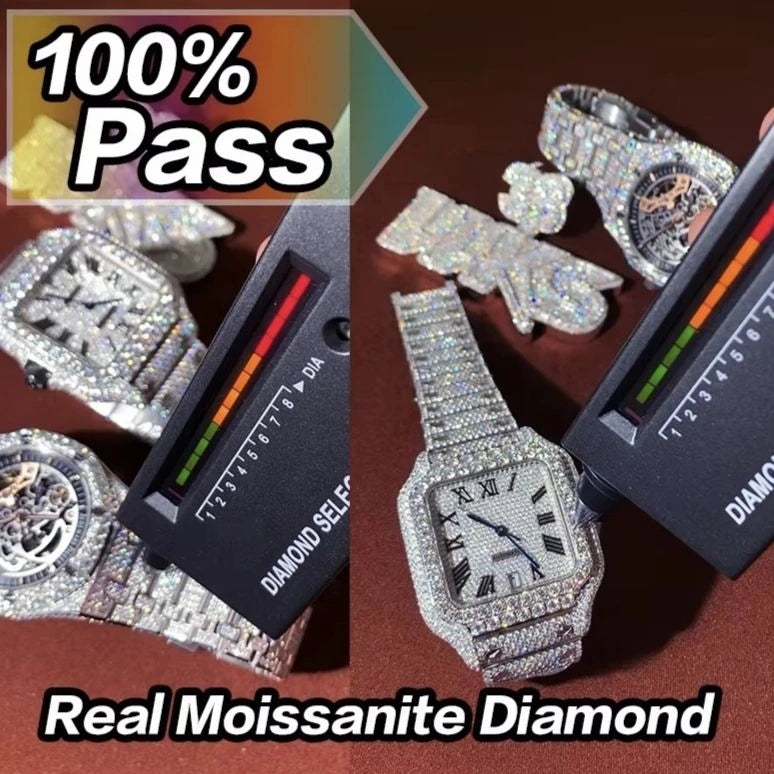 Luxury Automatic Moissanite Watch for Men, Women Diamond