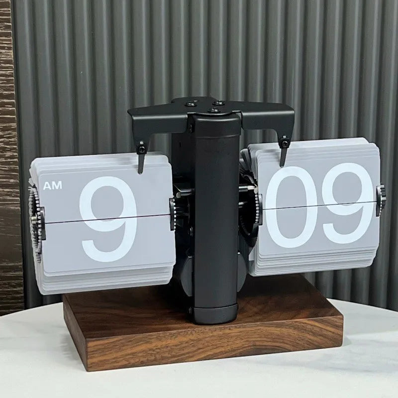 Vintage 12-Hour Flip Desk Clock with  Battery  Living Room Decor