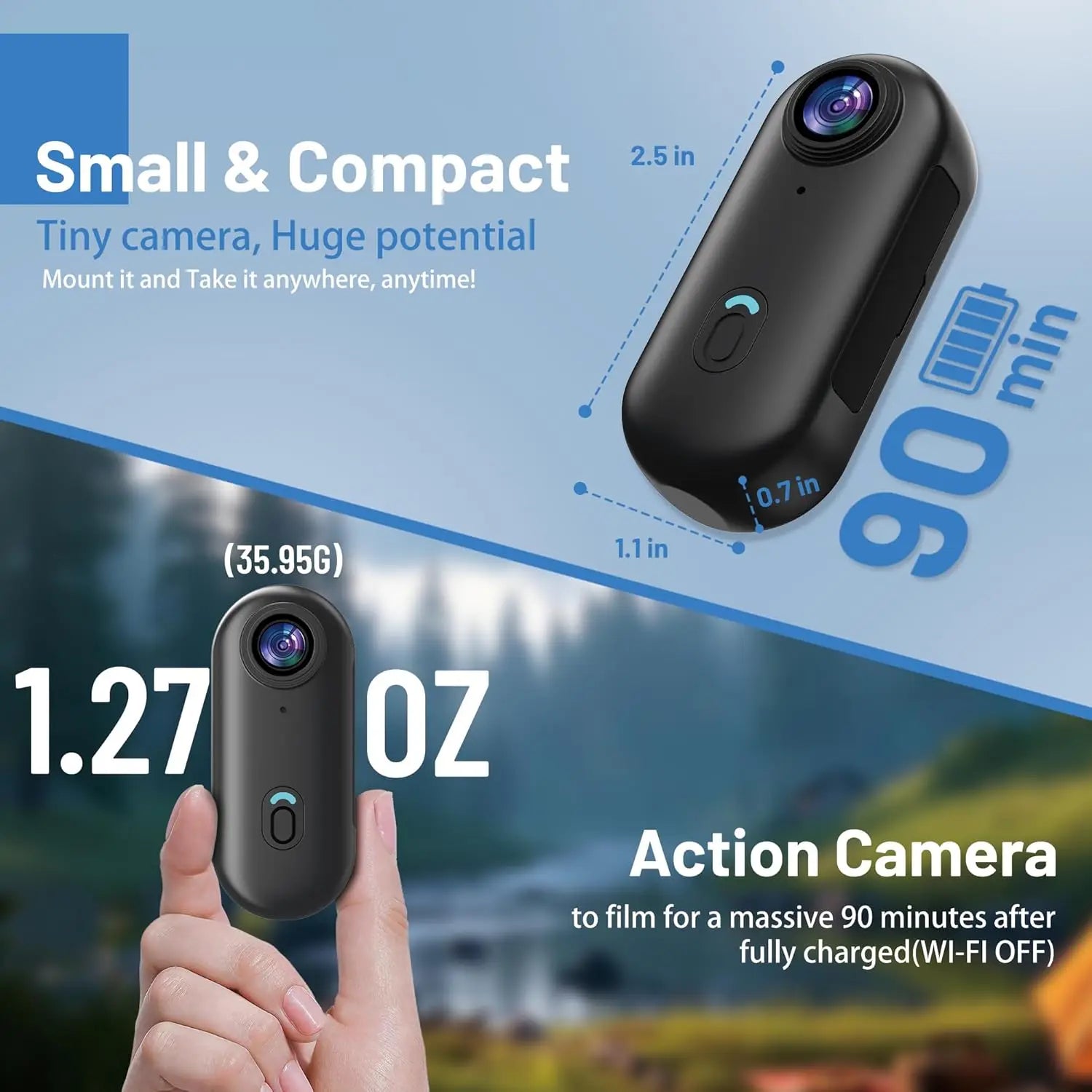 128GB FHD 1080P Mini Body POV Camera, Wearable Action Body Cam