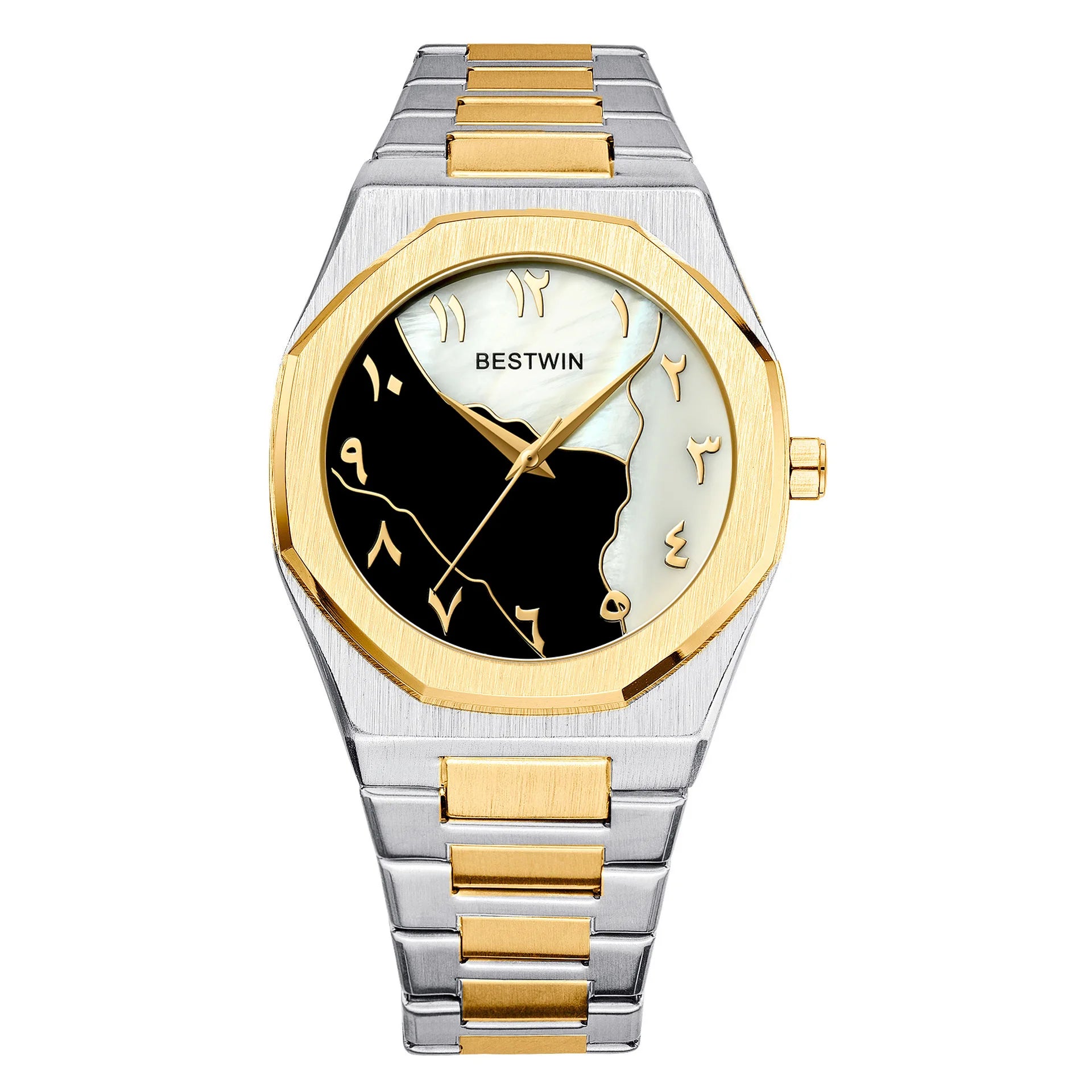 Luxury Men Watch with Arabic Dial Creative Gold Shell