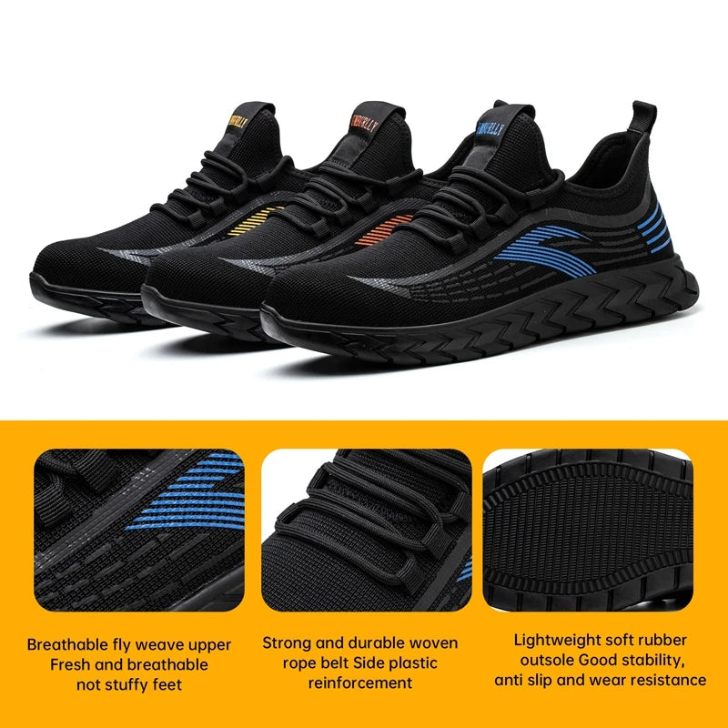 Women's Lightweight Steel Toe Sports Safety Shoes with Breathable Mesh Upper Low Cut Winter Construction Features Anti-Slip