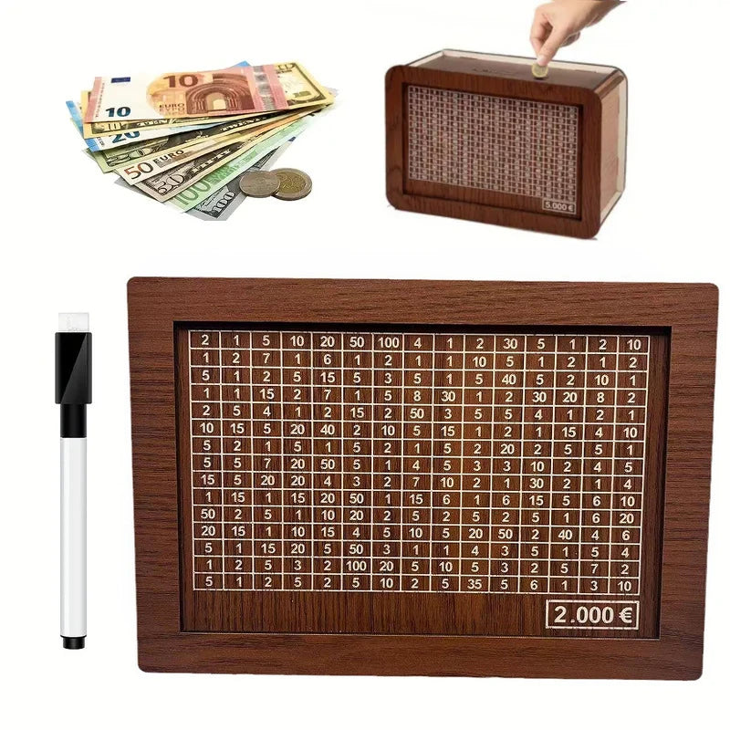 Number Decorative Natural Wooden Money Box with Counter
