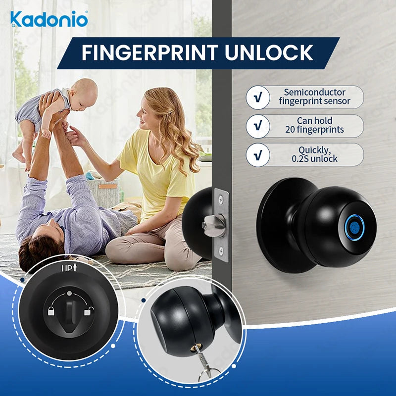 Lock Stainless Steel Round Door Handle Smart Lock