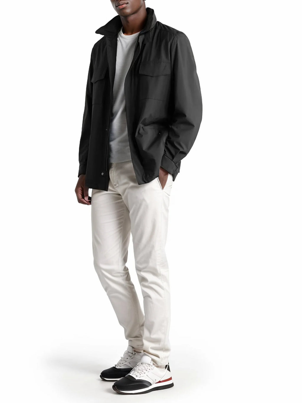 2025 Men's Spring Autumn Casual Jacket in Canvas Stand Collar Zipper Large