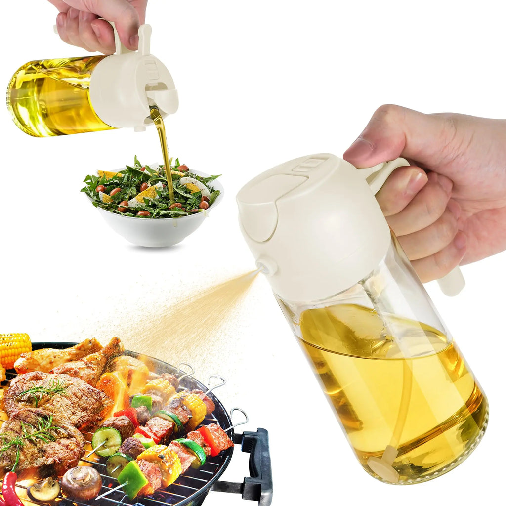 2 in 1 Plastic Oil Sprayer Bottle Kitchen Cooking   Olive Oil