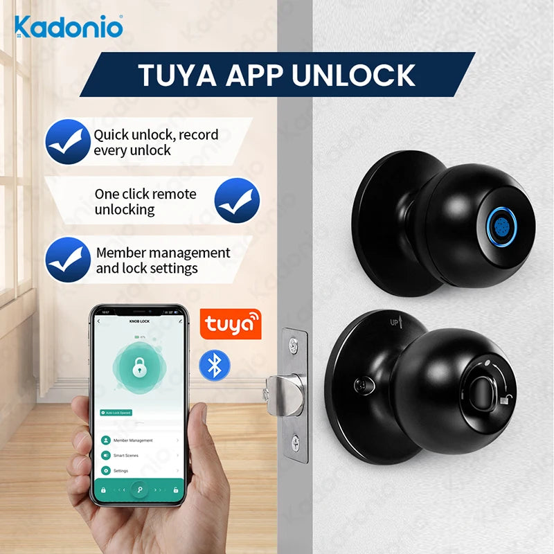 Lock Stainless Steel Round Door Handle Smart Lock