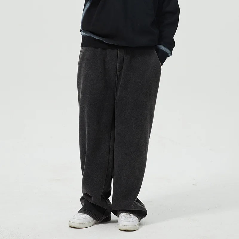 High Quality Autumn Winter Straight Leg Sweatpants Mens Jogging Pants Baggy Plus Size  Fleece Cotton Sweatpants