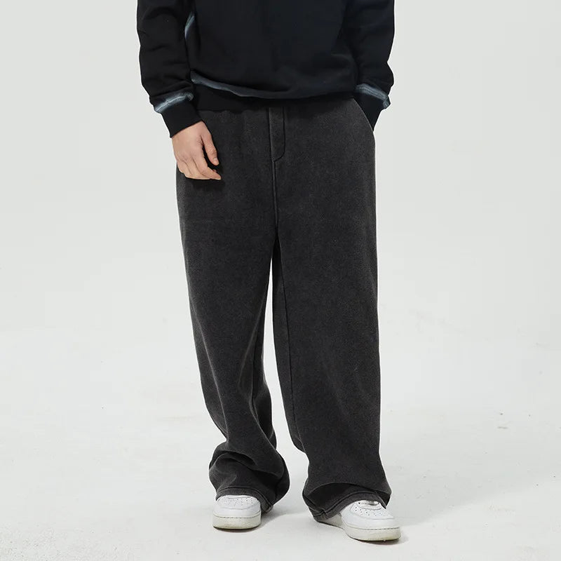 High Quality Autumn Winter Straight Leg Sweatpants Mens Jogging Pants Baggy Plus Size  Fleece Cotton Sweatpants