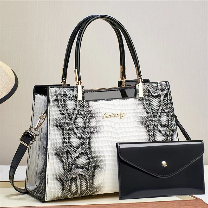 Retro Contrasting Print Handbags Ladies Bags Handbag