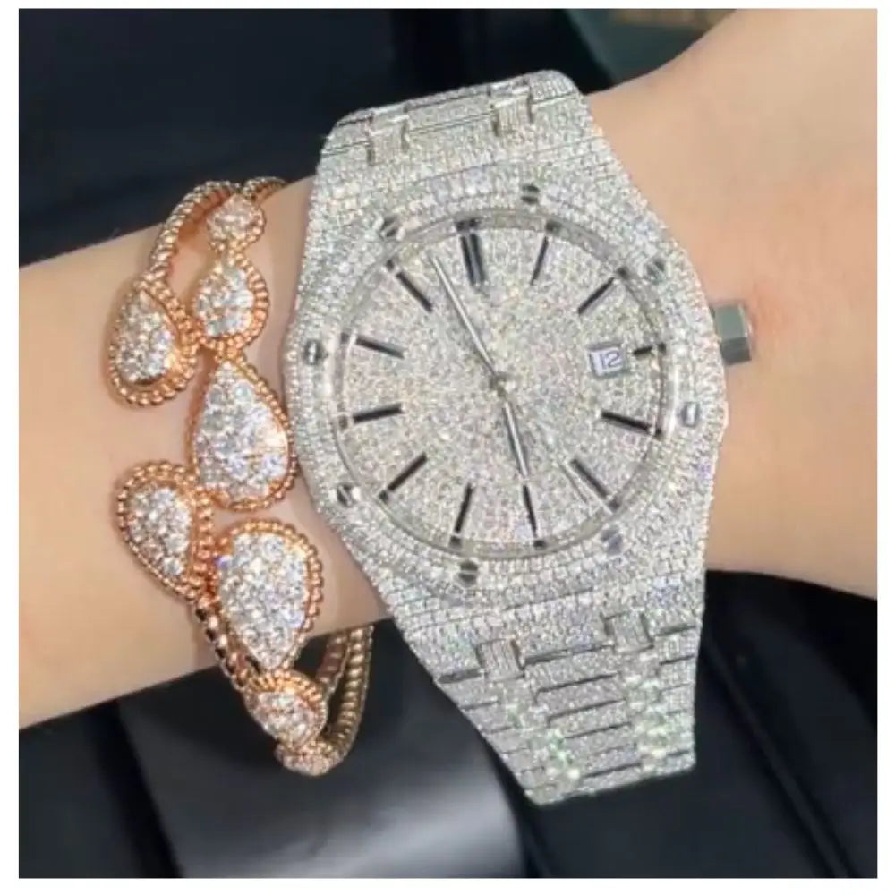 Luxury Automatic Moissanite Watch for Men, Women Diamond