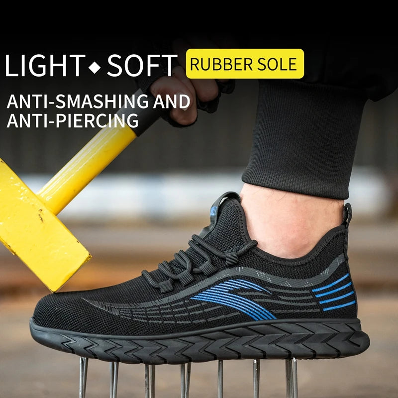 Women's Lightweight Steel Toe Sports Safety Shoes with Breathable Mesh Upper Low Cut Winter Construction Features Anti-Slip