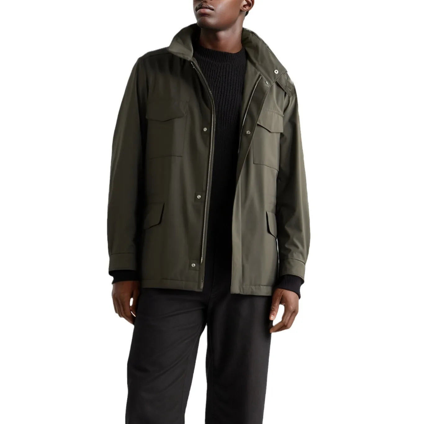2025 Men's Spring Autumn Casual Jacket in Canvas Stand Collar Zipper Large
