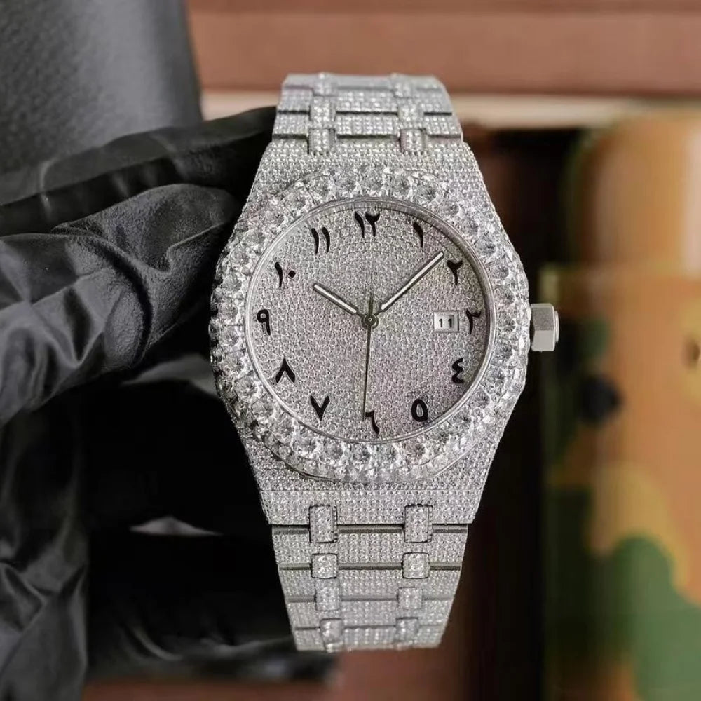 Luxury Automatic Moissanite Watch for Men, Women Diamond