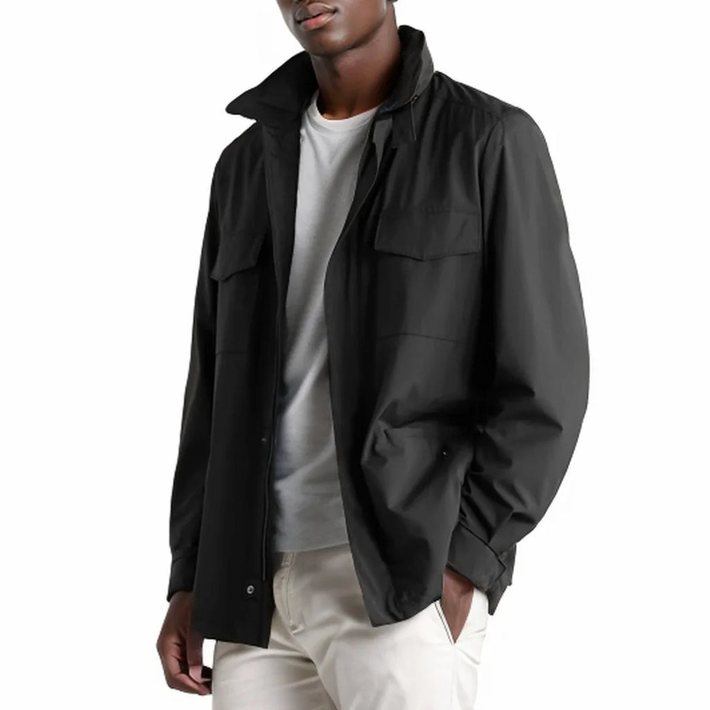 2025 Men's Spring Autumn Casual Jacket in Canvas Stand Collar Zipper Large