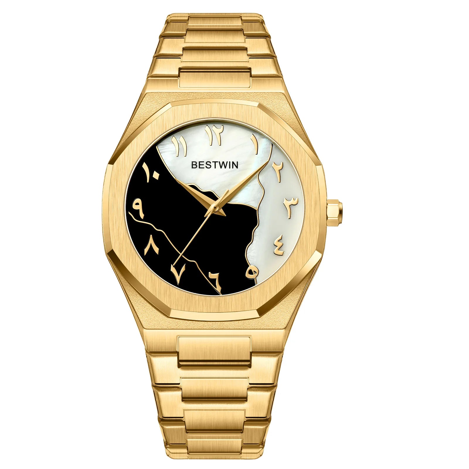 Luxury Men Watch with Arabic Dial Creative Gold Shell