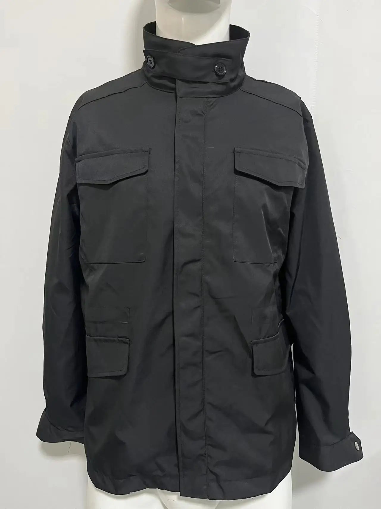 2025 Men's Spring Autumn Casual Jacket in Canvas Stand Collar Zipper Large