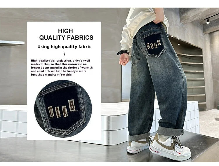 Autumn Boys' Trendy Casual Stylish Long Denim Jeans