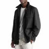 2025 Men's Spring Autumn Casual Jacket in Canvas Stand Collar Zipper Large