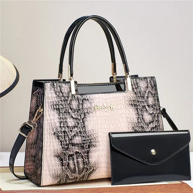 Retro Contrasting Print Handbags Ladies Bags Handbag