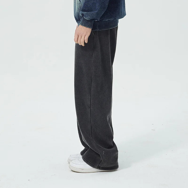High Quality Autumn Winter Straight Leg Sweatpants Mens Jogging Pants Baggy Plus Size  Fleece Cotton Sweatpants