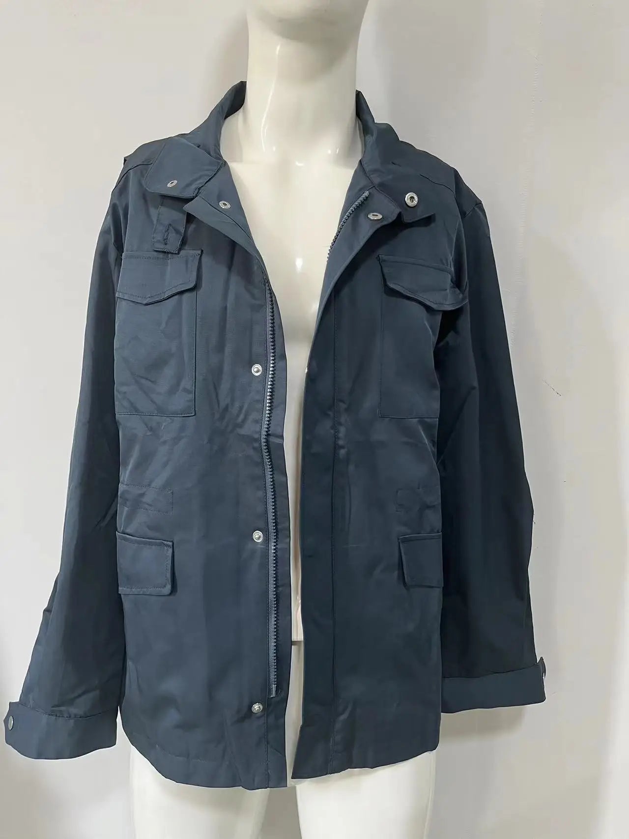 2025 Men's Spring Autumn Casual Jacket in Canvas Stand Collar Zipper Large