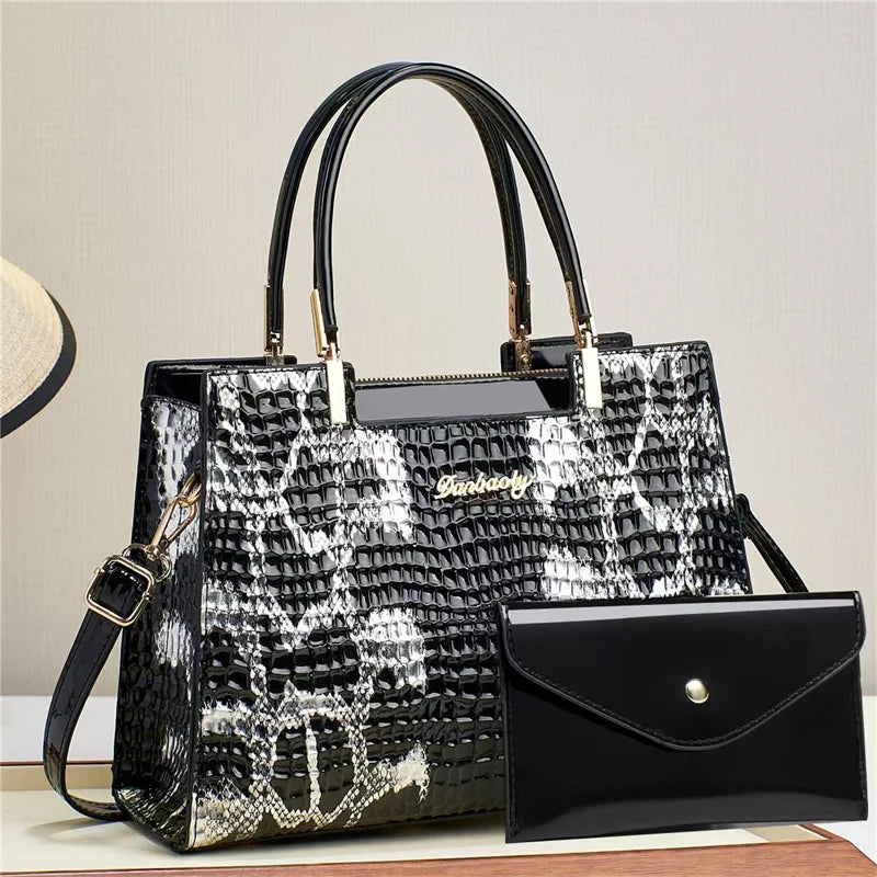Retro Contrasting Print Handbags Ladies Bags Handbag