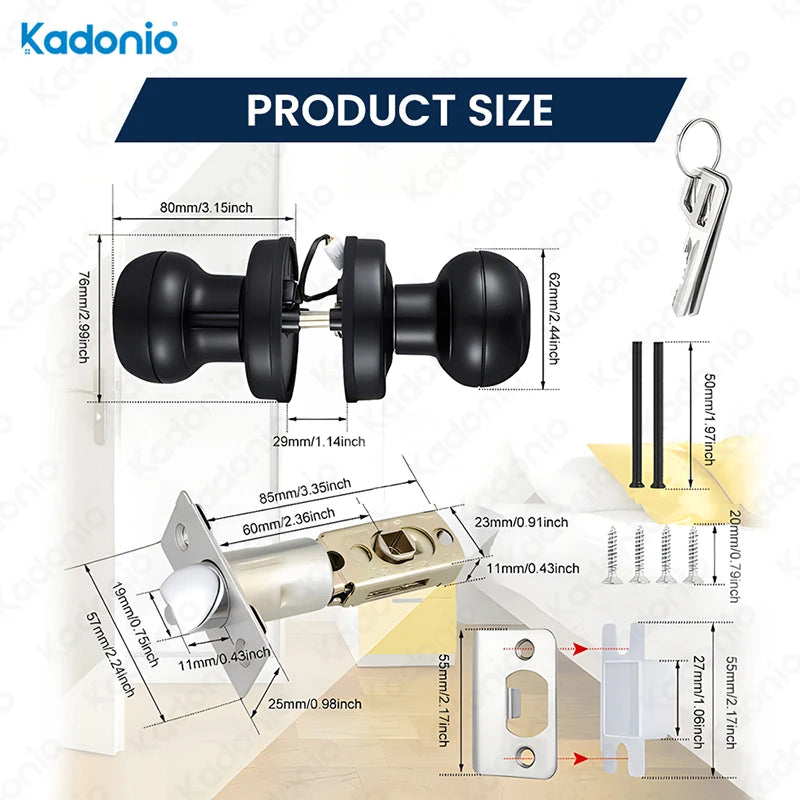 Lock Stainless Steel Round Door Handle Smart Lock