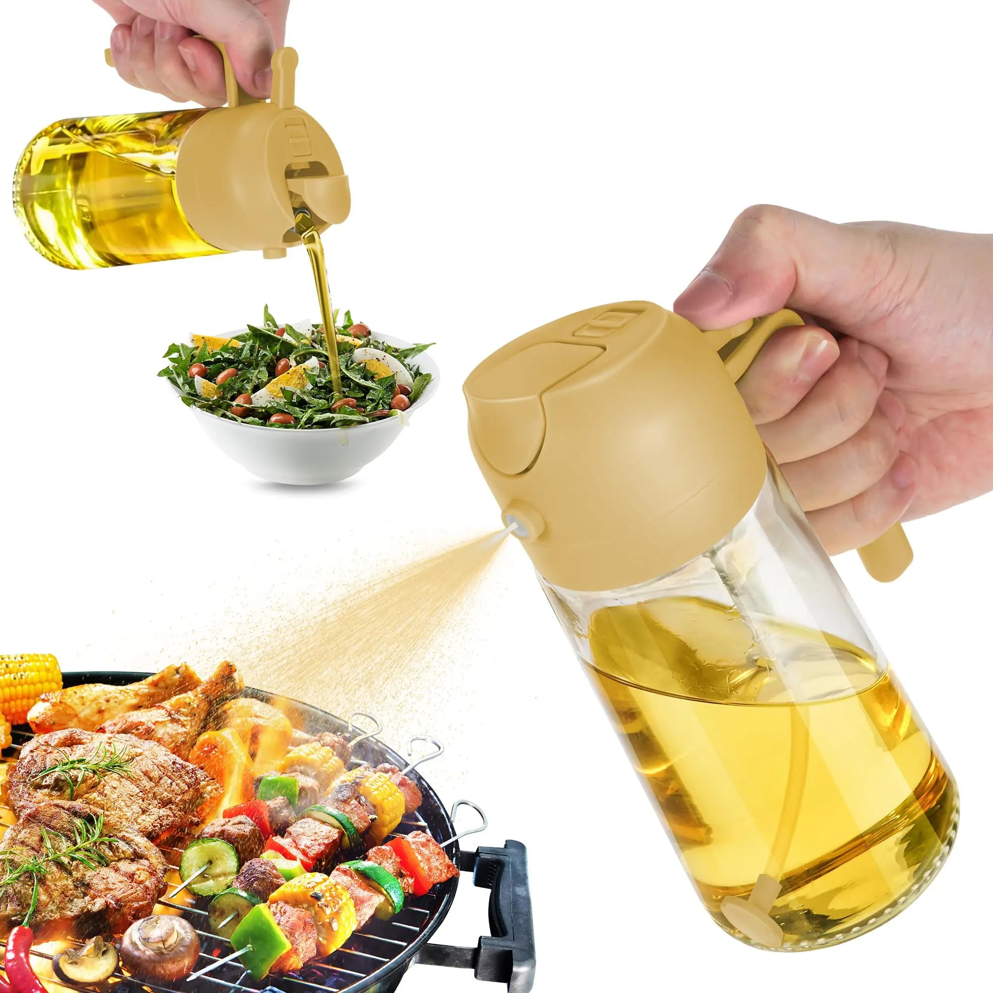 2 in 1 Plastic Oil Sprayer Bottle Kitchen Cooking   Olive Oil