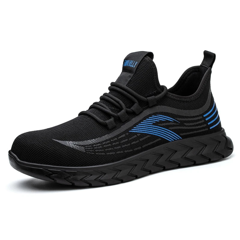 Women's Lightweight Steel Toe Sports Safety Shoes with Breathable Mesh Upper Low Cut Winter Construction Features Anti-Slip