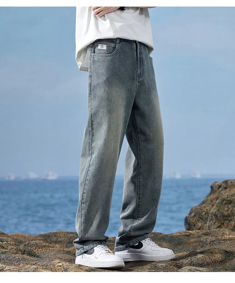 Retro Starry Sky Patterned Jeans for Men's Spring/summer 2024