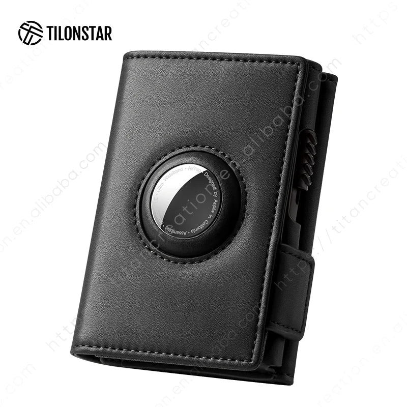 New Leather Aluminum Rfid Pop up Wallet Business Credit Card Holder