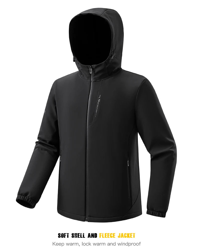 EUMERGX Fleece Soft shell Jackets Men Waterproof