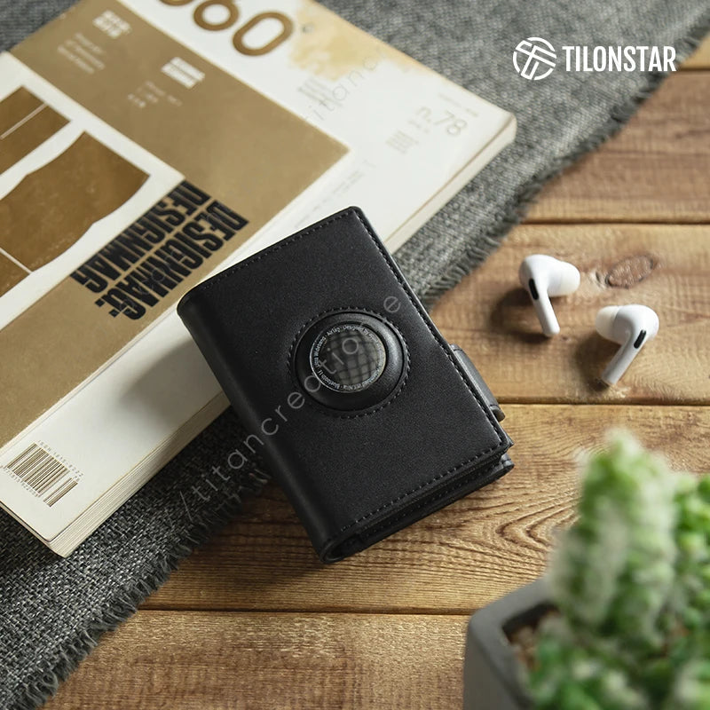 New Leather Aluminum Rfid Pop up Wallet Business Credit Card Holder
