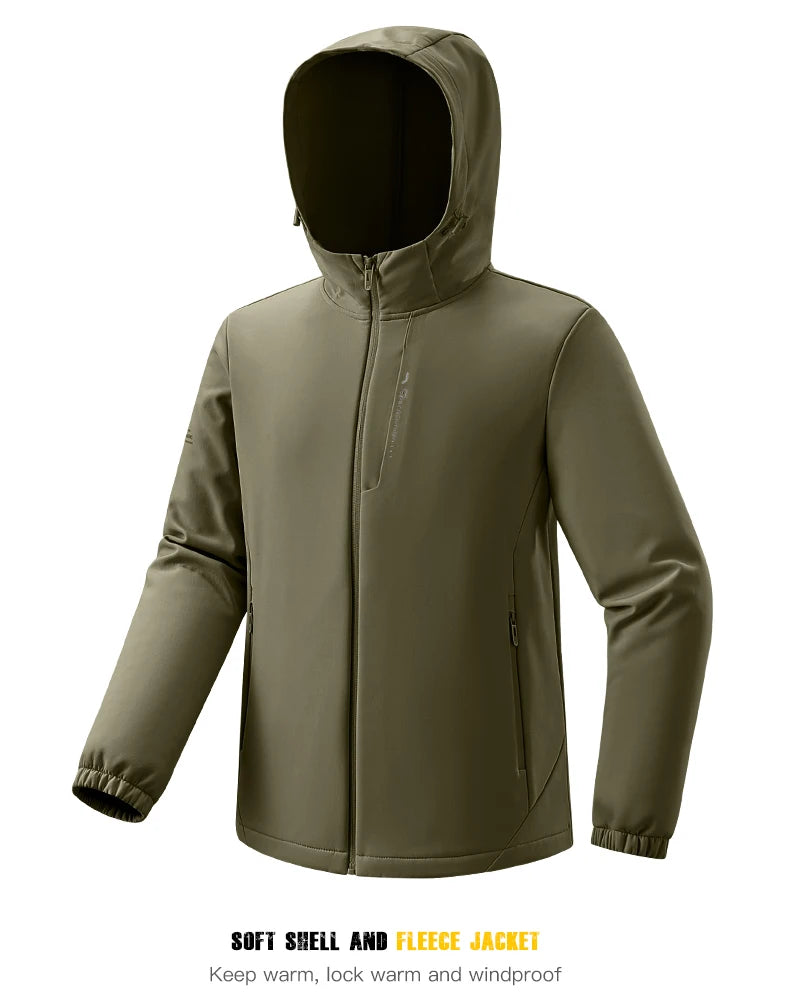 EUMERGX Fleece Soft shell Jackets Men Waterproof