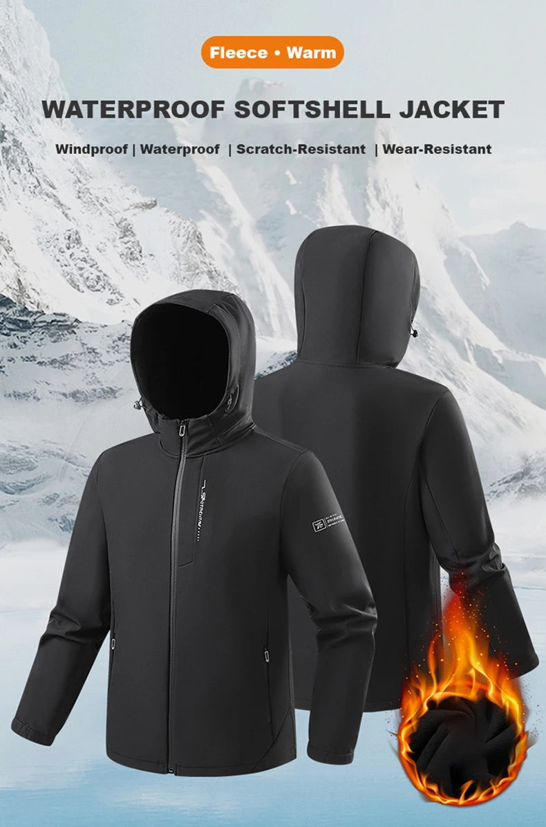 EUMERGX Fleece Soft shell Jackets Men Waterproof