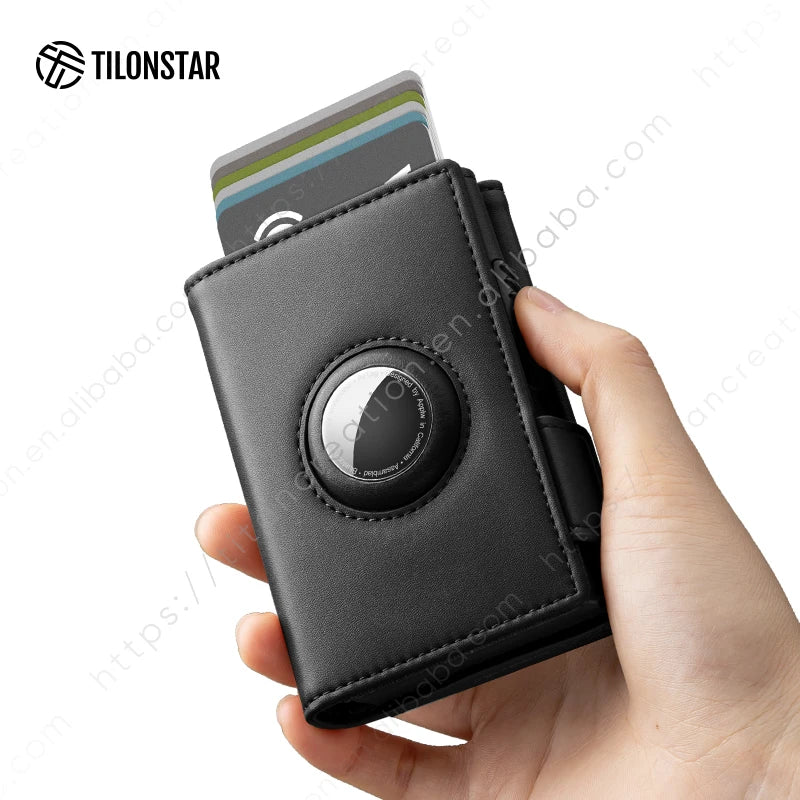 New Leather Aluminum Rfid Pop up Wallet Business Credit Card Holder