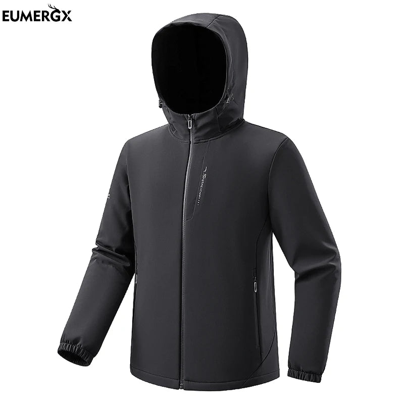 EUMERGX Fleece Soft shell Jackets Men Waterproof