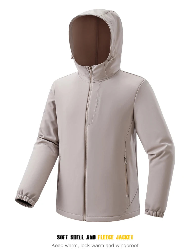 EUMERGX Fleece Soft shell Jackets Men Waterproof